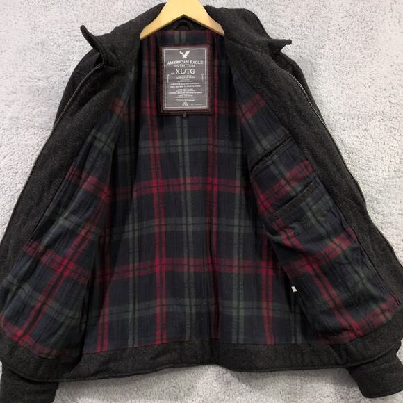 American Eagle Wool Coat Heavyweight Jacket Mens XL Charcoal Gray Cotton Lined - Picture 2 of 9